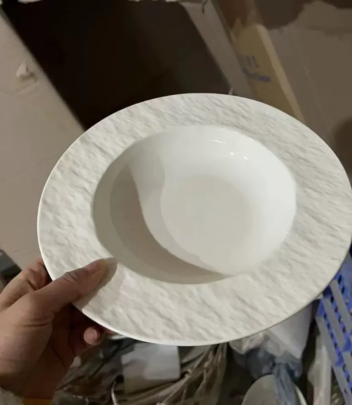 Тарелка для пасты шляпа из соломы текстура камня tableware view 2