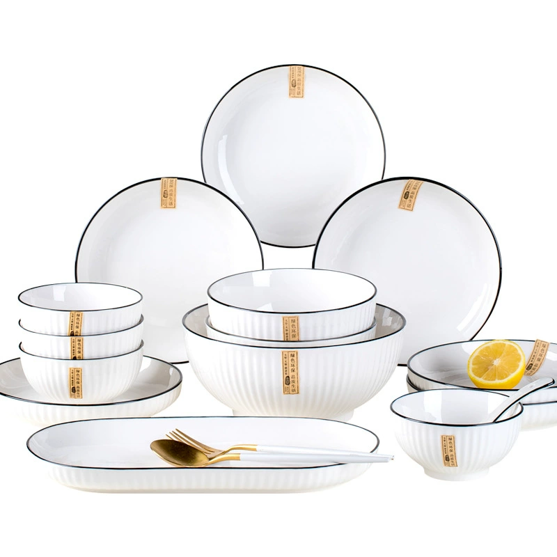 طقم أدوات مائدة بورسلين بخطوط سوداء tableware view 5