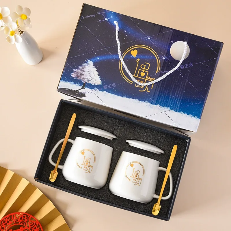 Ceramic Couple Mugs Gift Set tableware view 6