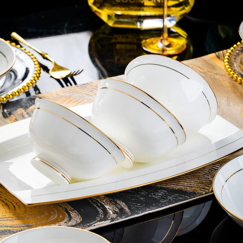 Gold Inlaid Porcelain Dinnerware Set