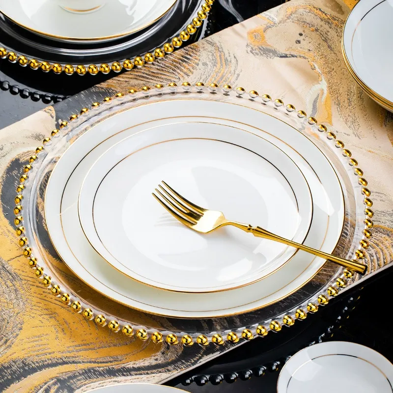 Gold Inlaid Porcelain Dinnerware Set tableware view 2