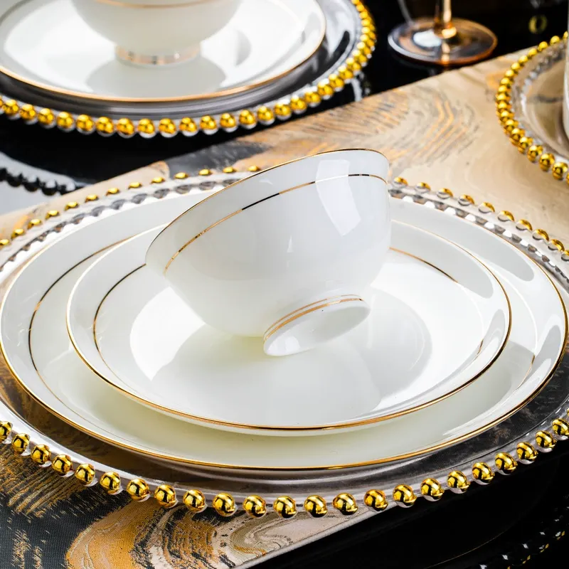 Gold Inlaid Porcelain Dinnerware Set tableware view 4