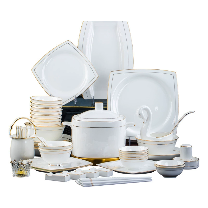 Gold Inlaid Porcelain Dinnerware Set tableware view 5