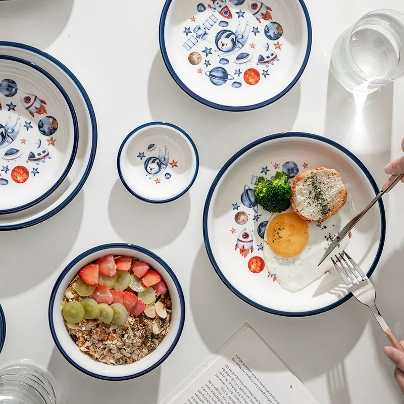 Porcelain Children's Tableware Set with Space Rabbit tableware view 3