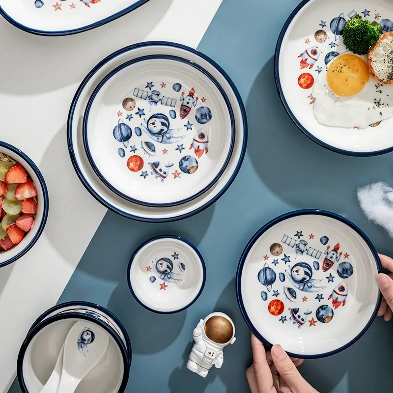 Porcelain Children's Tableware Set with Space Rabbit tableware view 4