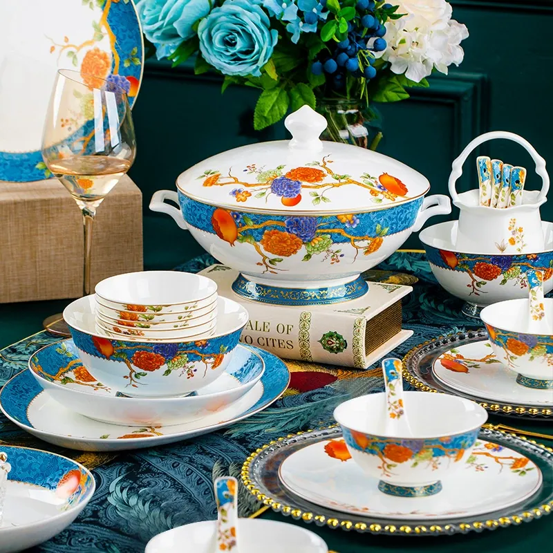 Набор посуды из костяного фарфора в китайском стиле tableware view 2