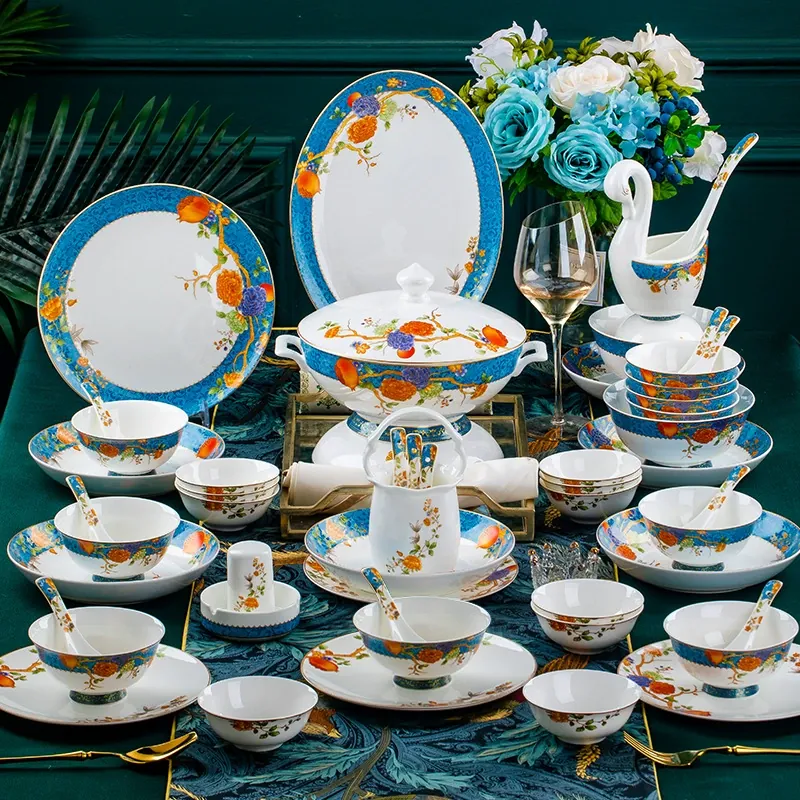 Набор посуды из костяного фарфора в китайском стиле tableware view 3