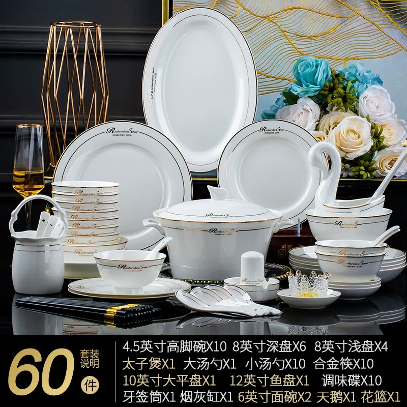 New Chinese Style Bone China Dinnerware Set tableware view 11
