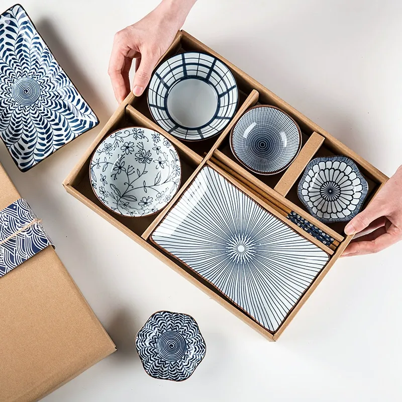 Blue and White Porcelain Dinnerware Set in Gift Box