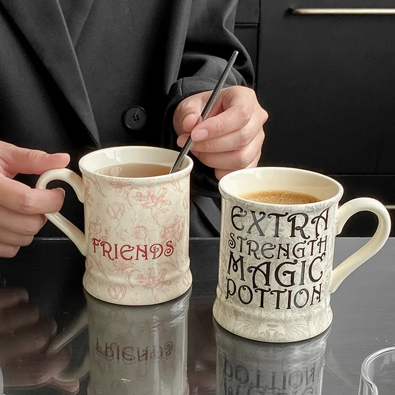 Ceramic Mug with Roman Letter Design tableware view 2