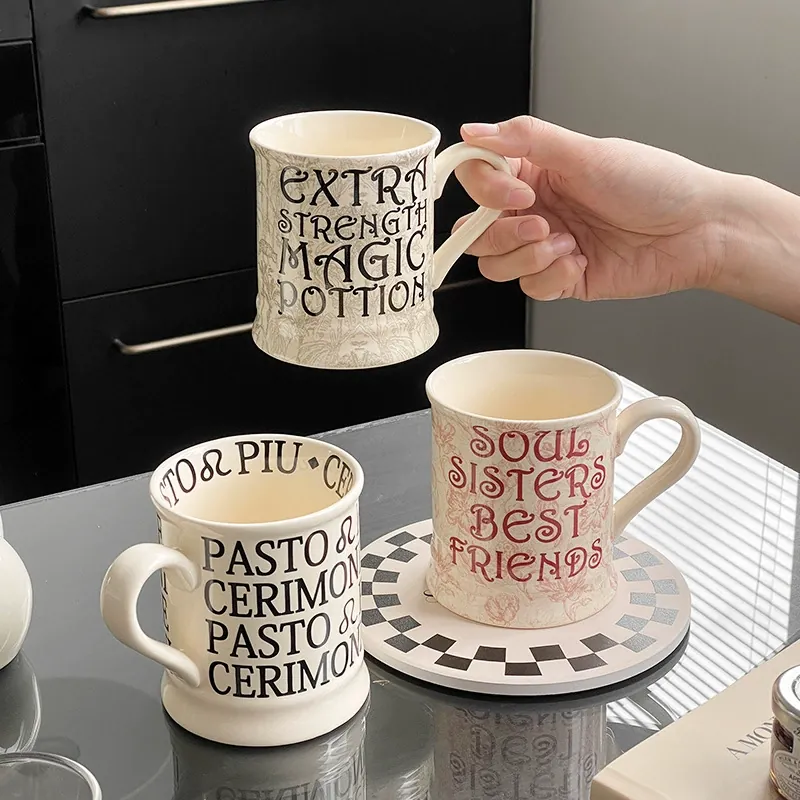 Ceramic Mug with Roman Letter Design tableware view 3
