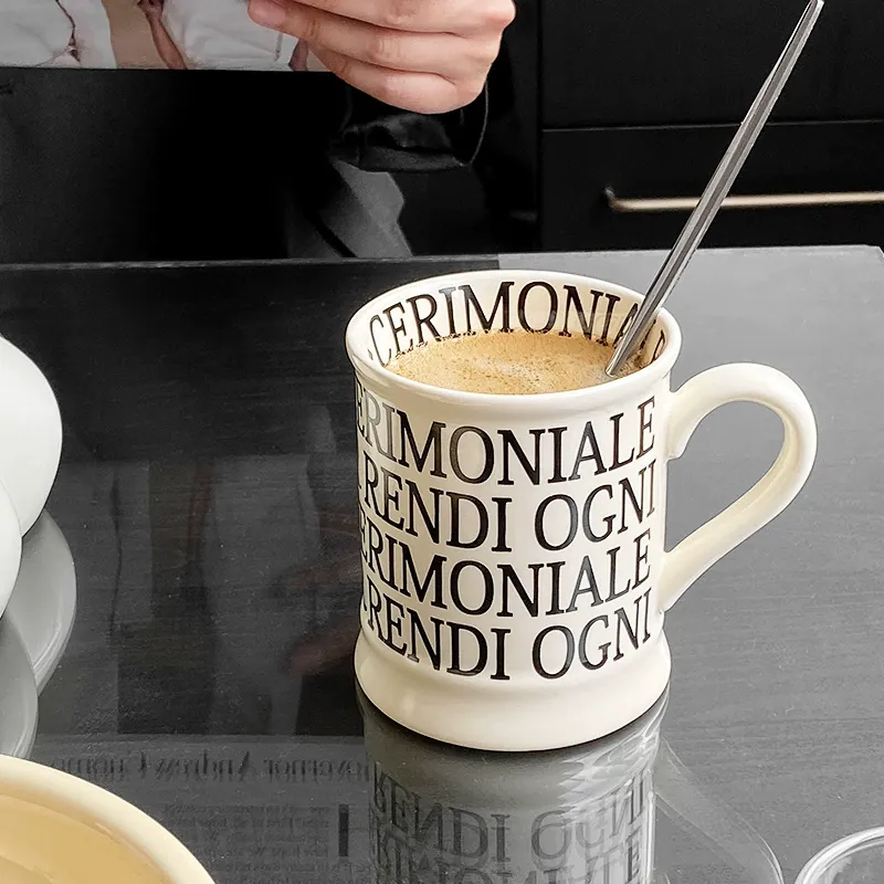 Ceramic Mug with Roman Letter Design tableware view 4