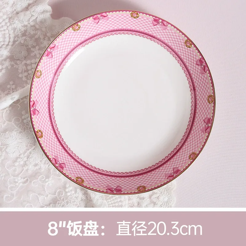 Pink Porcelain Dinner Plate tableware view 10