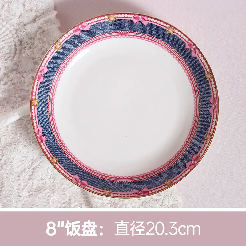 Pink Porcelain Dinner Plate tableware view 11