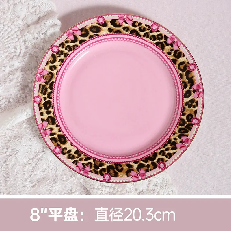 Pink Porcelain Dinner Plate tableware view 12