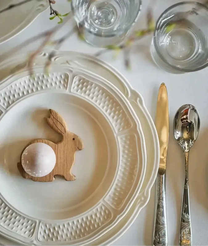 Тарелка рельеф зерно риса кремового цвета tableware