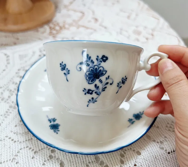 Blue White Porcelain Coffee Cup Set