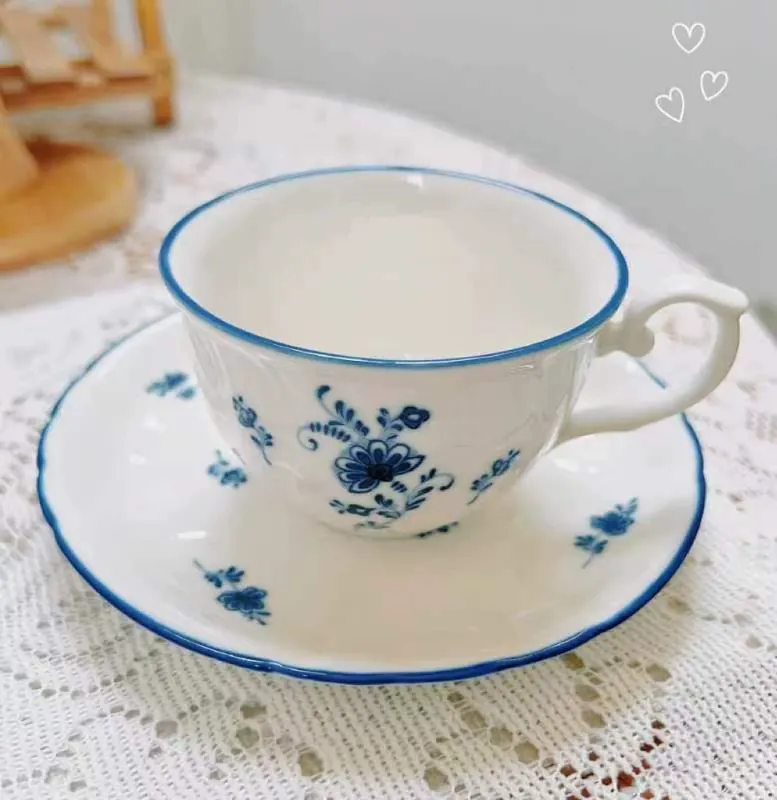 Blue White Porcelain Coffee Cup Set tableware view 2