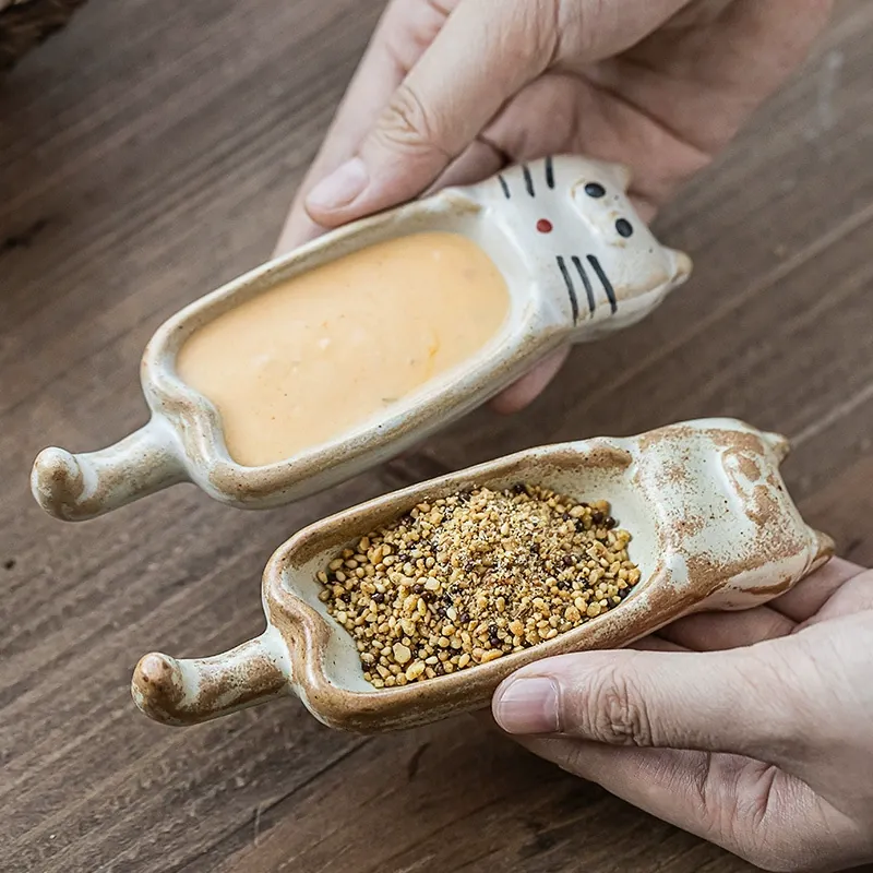 Cat Shaped Ceramic Sauce Dish tableware view 2