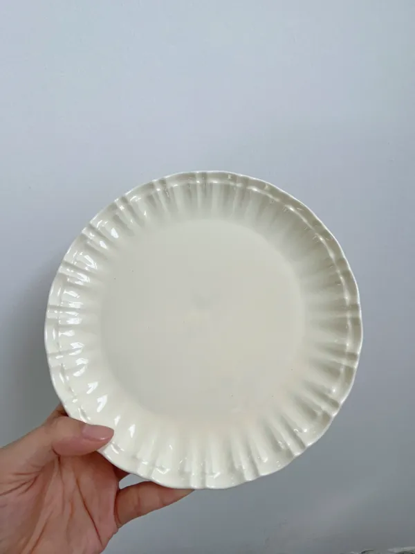 Japanese Cream Green Ceramic Plate tableware view 7