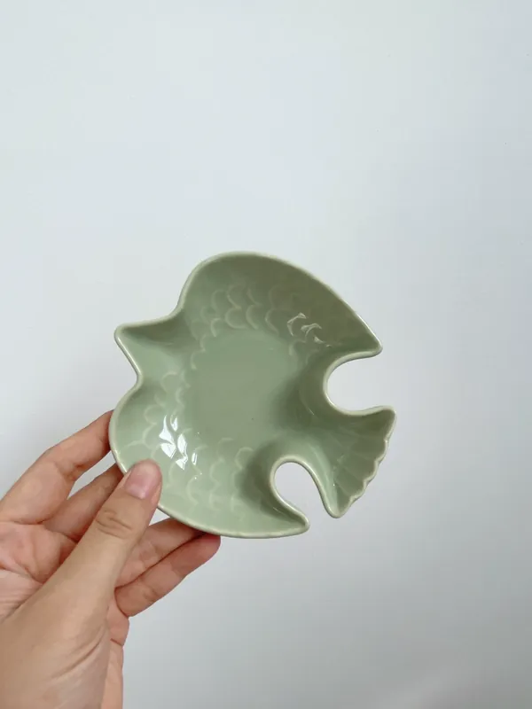 Japanese Cream Green Ceramic Plate tableware view 8