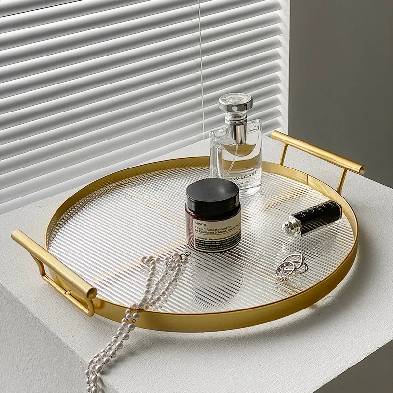 Plateau rond en céramique avec poignées tableware view 4