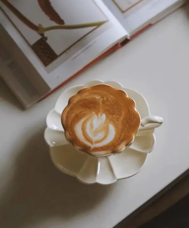 Cream Coffee Cup and Saucer Set tableware view 2