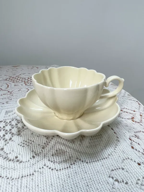 Cream Coffee Cup and Saucer Set tableware view 6