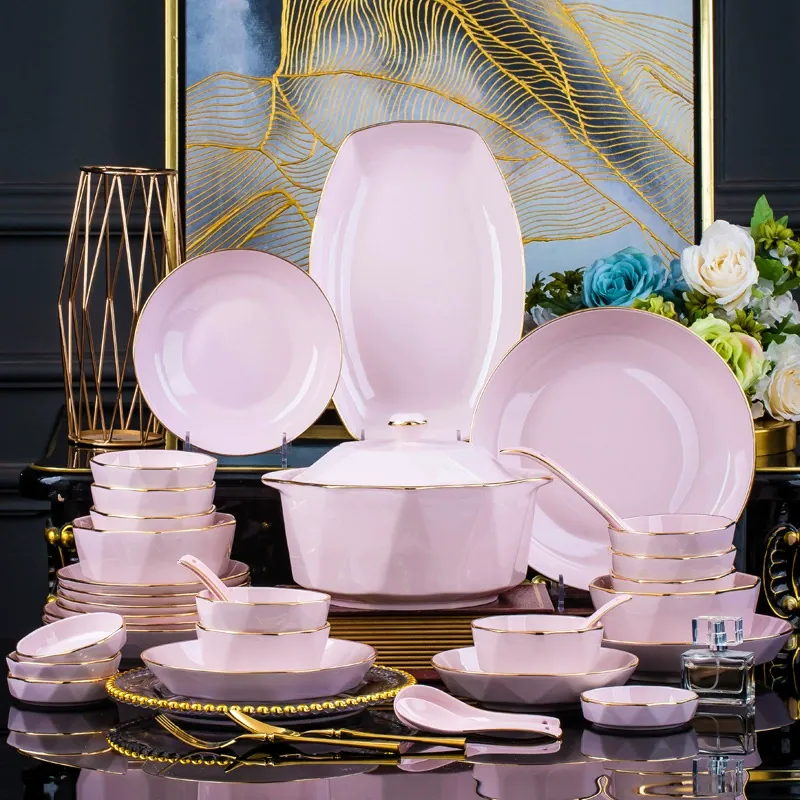 Pink Diamond Porcelain Dinnerware Set