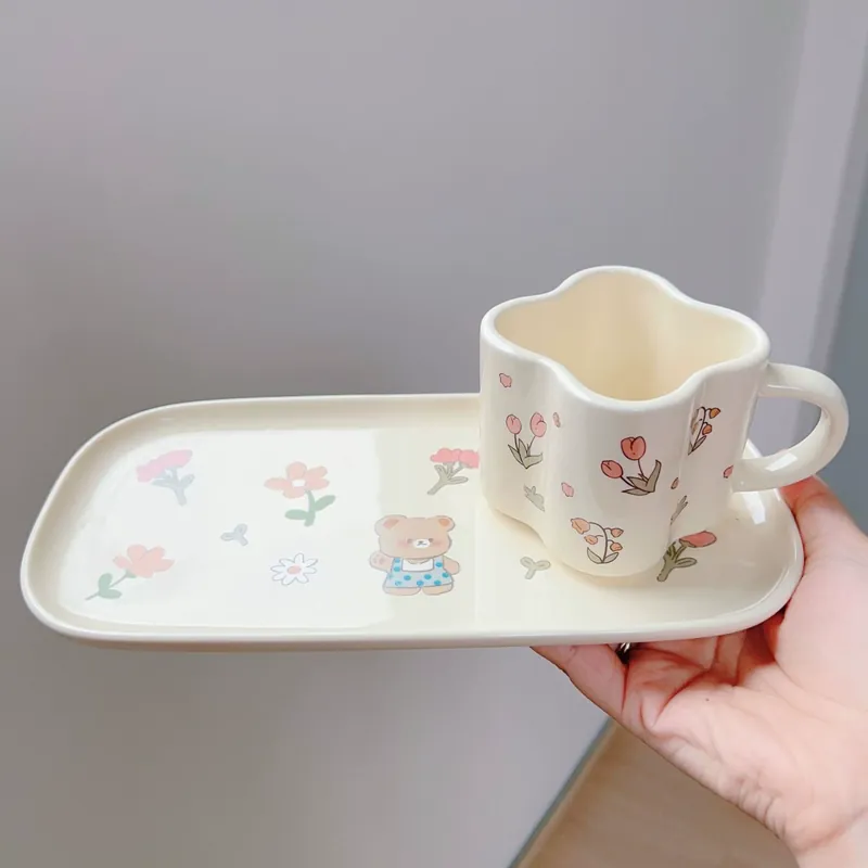 Korean Garden Flower Cup and Saucer Set tableware view 5
