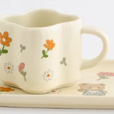 Korean Garden Flower Cup and Saucer Set tableware view 6