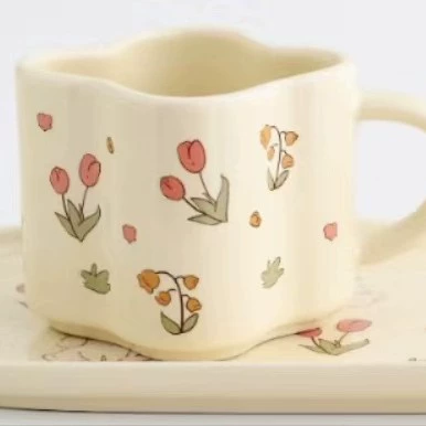 Korean Garden Flower Cup and Saucer Set tableware view 7