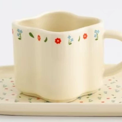 Korean Garden Flower Cup and Saucer Set tableware view 8