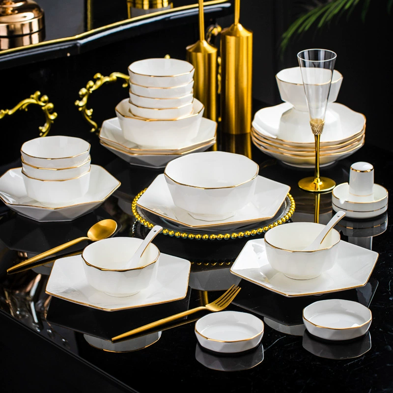 Diamond Pattern Bone China Dinnerware Set tableware view 2