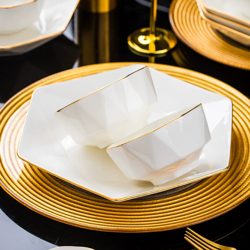 Diamond Pattern Bone China Dinnerware Set tableware view 4