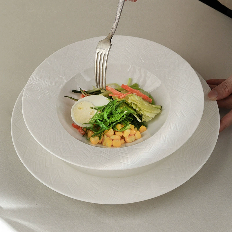 White Ceramic Pasta Plate tableware view 2
