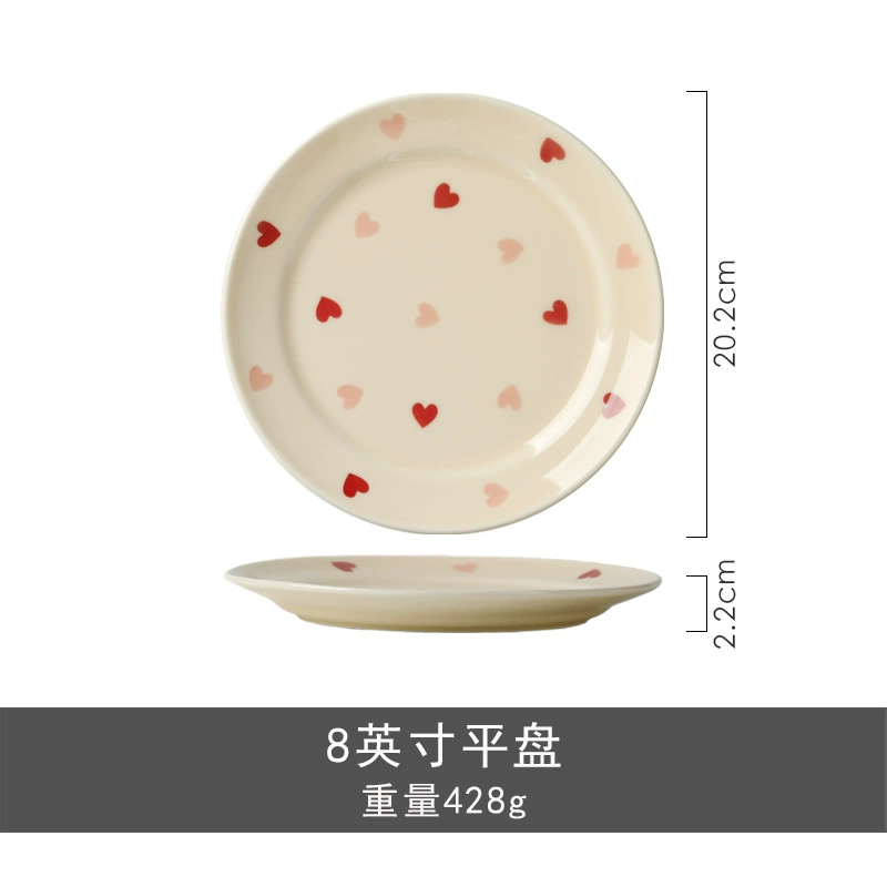 طقم وعاء وطبق من البورسلين بتصميم قلب tableware view 6