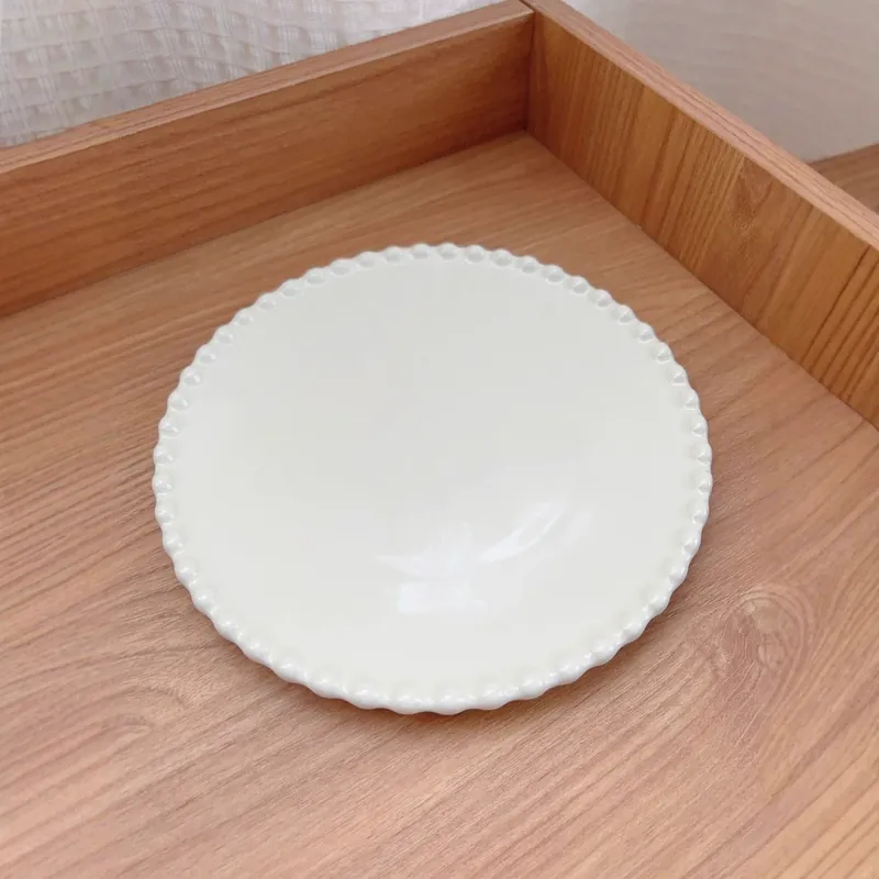 Ensemble assiette et bol perlé crème tableware view 3