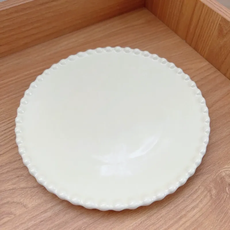 Ensemble assiette et bol perlé crème tableware view 6