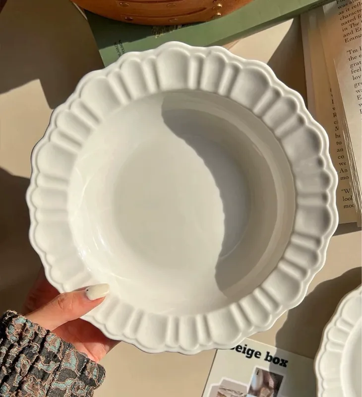 Japanese Vintage Relief Petal Plate tableware view 4