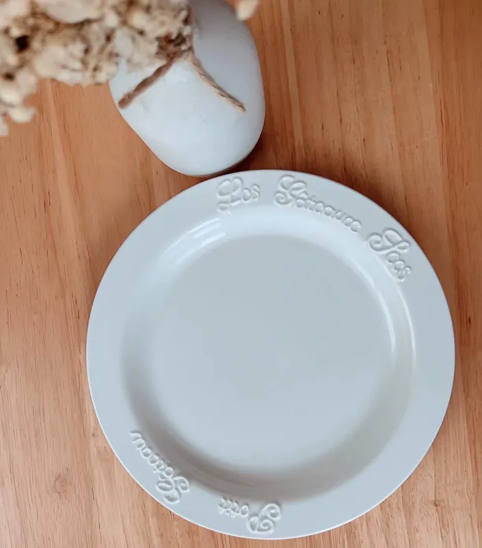 French Letter Relief Oval Plate tableware view 3