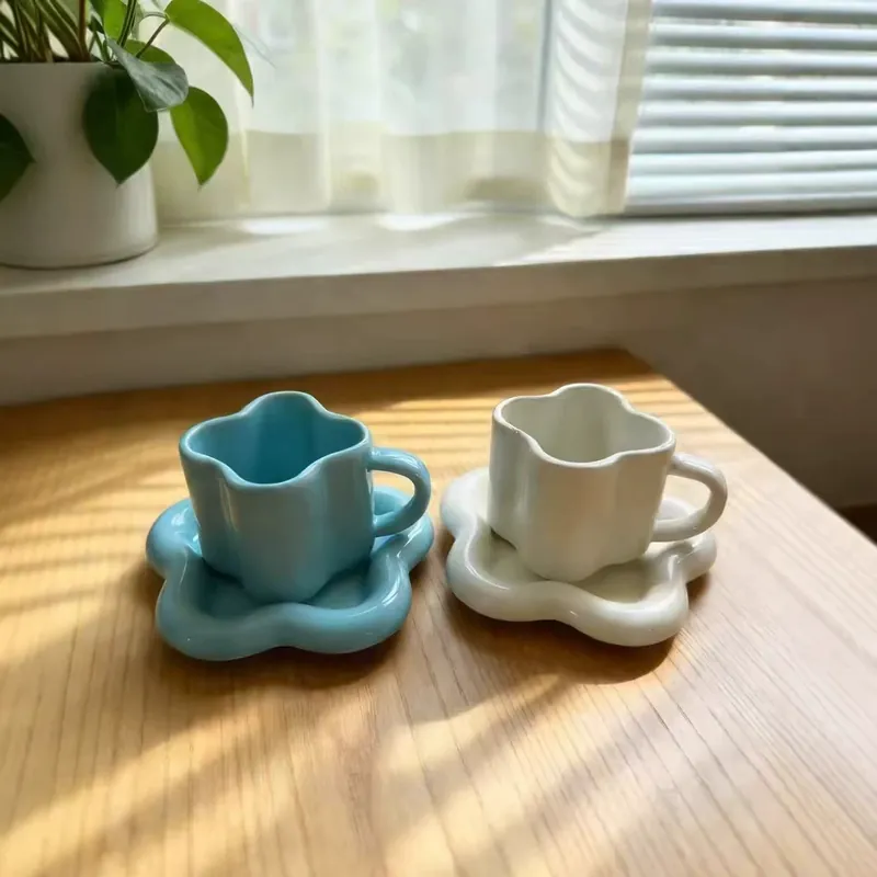Conjunto de caneca e pires floral coreano tableware view 3