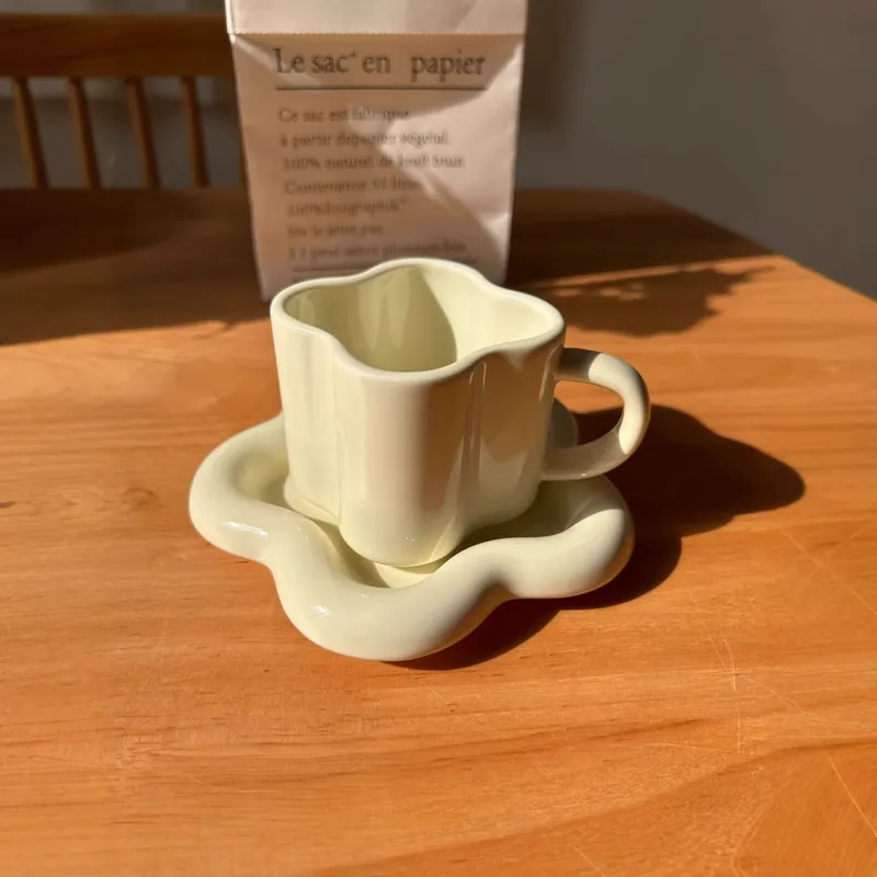 Conjunto de caneca e pires floral coreano tableware view 5
