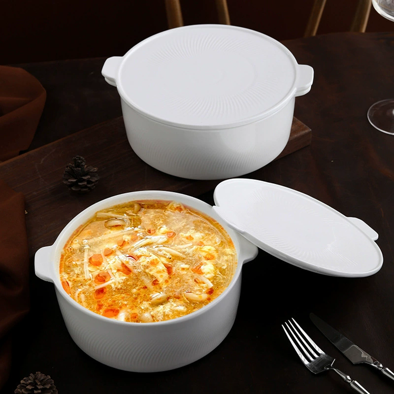 Panela de sopa de cerâmica com tampa tableware view 2