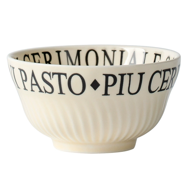 Tigela de arroz de porcelana design letra tableware view 5