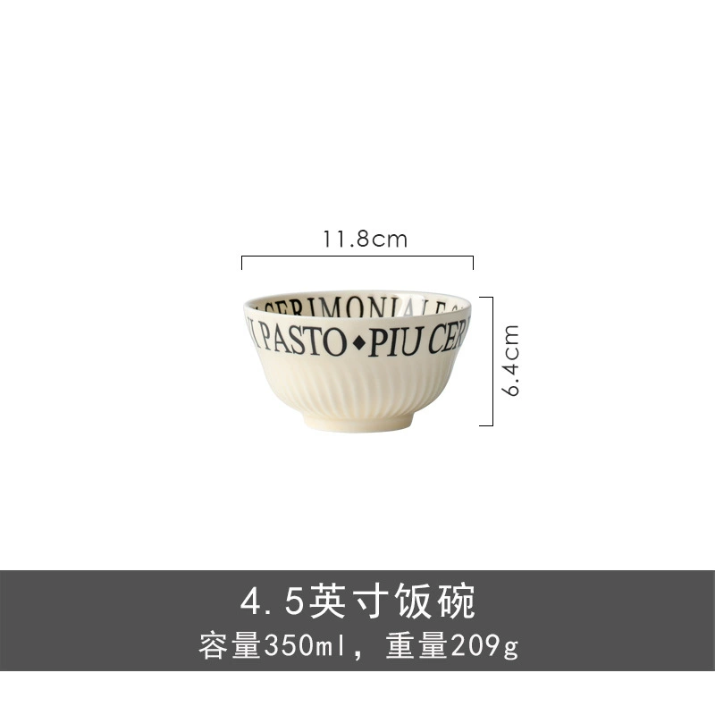 Tigela de arroz de porcelana design letra tableware view 6