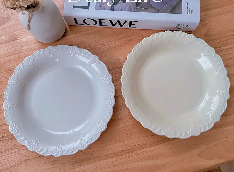 French Vintage Relief Dessert Plate tableware view 3