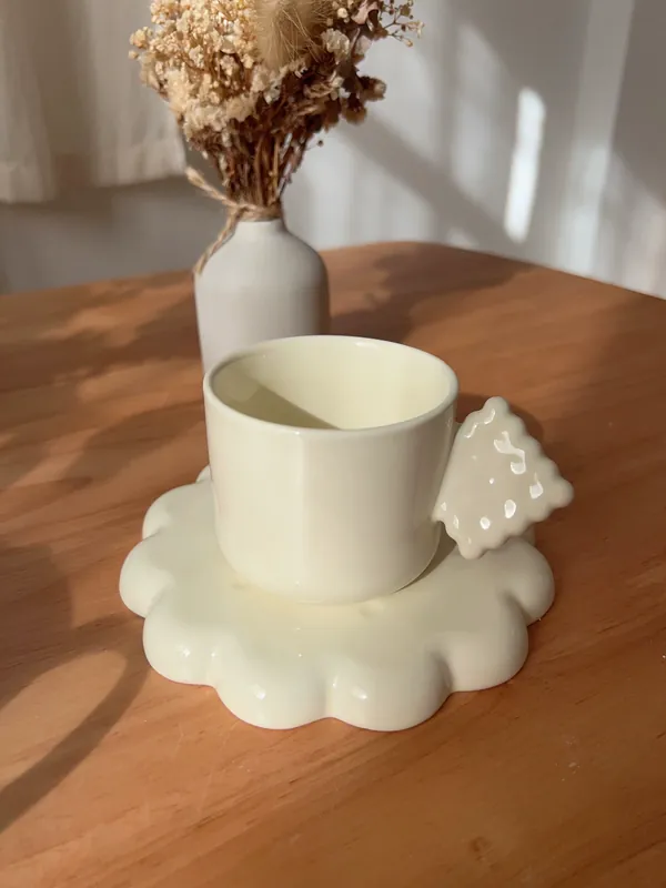 Service tasse à biscuits lait en céramique avec soucoupe tableware view 5