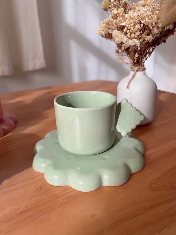 Service tasse à biscuits lait en céramique avec soucoupe tableware view 6