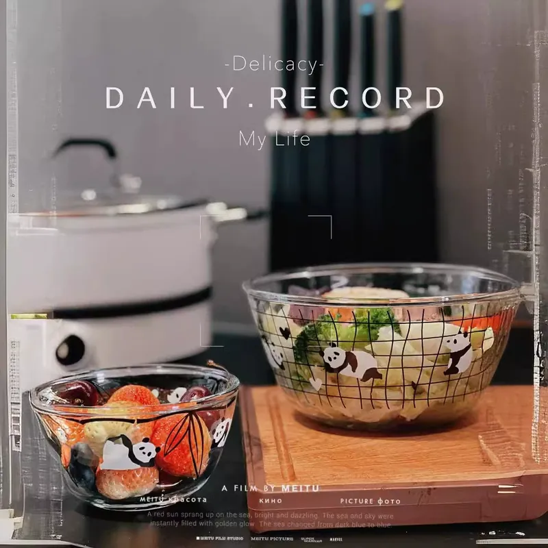 وعاء خلط من الزجاج بتصميم باندا tableware view 3